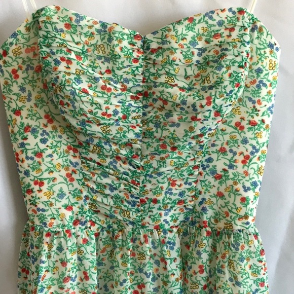 GUESS Strapless Tie Back Ditsy Floral Print Dress - Picture 7 of 7